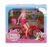 Coffret pour Barbie : vélo Glam + poupée Mannequin + Chien + 9 Accessoires - Set Bicyclette + Carte Tigre - Jouet Fille