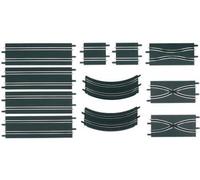 Coffret pour Carrera go et Digital 143 - Set Rail d'extension n°2 Droit Courbe - Accessoire Circuit Voiture - Set Piece detachee + Carte