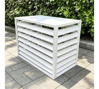 Coffret pour climatiseur extérieur en acier galvanisé et aluminium | Paravent décoratif à persiennes, protection tout temps pour jardin cour patio balcon(White-B,31.5*23.6*43.3in)