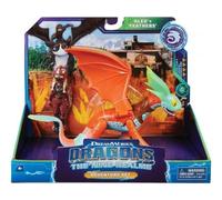 Coffret pour Dragons Les Neuf royaumes : Panache Orange avec Battement des Ailes et Son dresseur Alex - Viking - Set Figurine avec Carte - Personnage