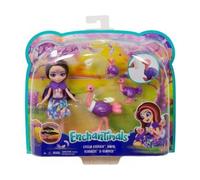 Coffret pour enchantimals poupée Autruche Ofelia Rapid Feathers et Flapper l'autruchon - Set Figurine 15cm avec Animal Zoo avec Carte - Mini-Poupee