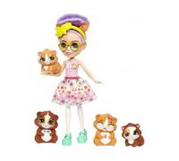 Coffret pour enchantimals poupée Glee et Famille de Cochon d'Inde - Figurine 15 cm avec Animal - Set Mini-Poupee + Carte Tigre