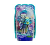 Coffret pour enchantimals Poupee Patter Peacock avec Flap Le Paon - Figurine 15cm avec Animal - Set Mini-Poupee avec Carte Tigre