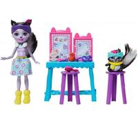 Coffret pour enchantimals poupée Sage Skunk moufette Salon Coiffure Caper - Set Figurine 15cm + Animal et Accessoires + Carte Offerte - Mini-Poupee