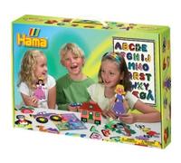 Coffret pour hama beads - valise collectivite 21000 perles a repasser midi + 21 plaques + livret - mega set creatif + 1 carte tigre - activite periscolaire