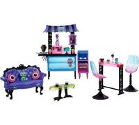 Coffret pour Monster High cafétéria des goules + 2 Animaux + 20 Accessoires - Set pour poupée Mannequin avec Carte Tigre
