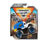 Coffret pour Monster Jam Crush Cycle - Voiture Blanche et Bleu - Set véhicule Miniature métal et Carte Offerte - Collector