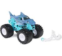 Coffret pour Monster Jam Megalodon - Voiture Bleu - Set véhicule Miniature métal avec Carte Offerte - nouveauté - Collector