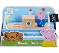 Coffret pour Peppa Le Cochon : Bateau des Pirates en Bois de Peppa Le Cochon 16.5 cm - Set Figurine Georges - avec 1 Carte Animal