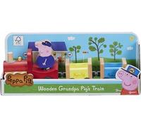 Coffret pour Peppa Pig : Train en Bois de Peppa Le Cochon 27 cm - Set Figurine Papy Pig et 1 Carte Tigre - nouveauté
