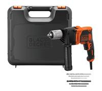 BLACK+DECKER BEH850K-QS Perceuse à percussion filaire - 850W - 54 400 cps/min - 6 accessoires - Guide de profondeur - Poignée latérale - Livrée en coffret