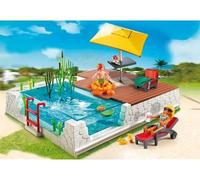 Coffret pour playmobil - Piscine avec terrasse - 5575 - Accessoire Maison - Set Jeu de Construction + 1 Carte Tigre - Nouveaute