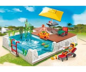 Coffret pour playmobil - Piscine avec terrasse - 5575 - Accessoire Maison - Set Jeu de Construction et Carte Tigre - Nouveaute