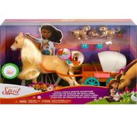 Coffret pour Spirit : Chica Linda + Cheval Brun avec sa carriole + Animaux + Accessoires - Set Jouet Fille et 1 Carte Animal