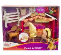 Coffret pour Spirit : l'ecurie avec Cheval articulé Beige + Poulain - Set Jouet Fille 10 Accessoires avec Carte - Animaux