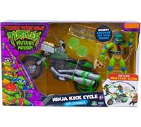 Coffret pour Tortues Ninja Moto de Luxe + Figurine Leonardo 12 cm + 4 Accessoires - Set véhicule Miniature TMNT Turtles + 1 Carte