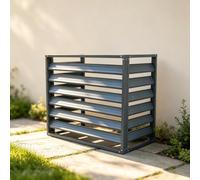 Coffret pour unité extérieure acier galvanisé à lamelles | Clôture décorative intimité tout temps, cache ventilé pour jardin cour patio balcon(Gray-A,31.5*23.6*43.3in)