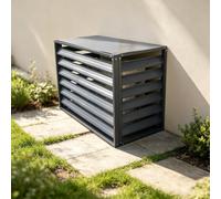 Coffret pour unité extérieure acier galvanisé à lamelles | Clôture décorative intimité tout temps, cache ventilé pour jardin cour patio balcon(Gray-B,31.5*23.6*43.3in)