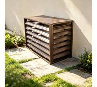 Coffret pour unité extérieure acier galvanisé à lamelles | Clôture décorative intimité tout temps, cache ventilé pour jardin cour patio balcon(Brown-B,31.5*23.6*43.3in)