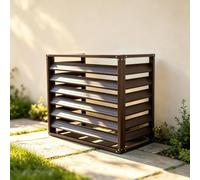 Coffret pour unité extérieure acier galvanisé à lamelles | Clôture décorative intimité tout temps, cache ventilé pour jardin cour patio balcon(Brown-A,31.5*23.6*43.3in)
