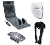 Coffret Premium Récupération & Beauté - Masque LED Visage, Shiatsu Chauffant, Pistolet de Massage, Matelas Relaxant