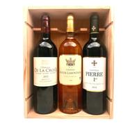 Coffret Prestige Vins de Bordeaux - 1 Saint-Emilion Grand Cru 2018 + 1 Sauternes 2016 + 1 Médoc Cru Bourgeois 2015 !