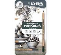 LYRA Crayons de couleur Rembrandt Polycolor – boîte métal, 12 crayons tons gris
