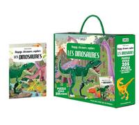 Coffret Puzzle - Sassi Junior - Les dinosaures - 205 pièces - Livre 32 pages - Écologique