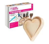 Coffret pyrogravure + 2 plateaux bois cœur à décorer
