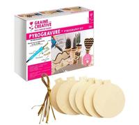 Coffret Pyrogravure + Boules De Noël En Bois À Suspendre