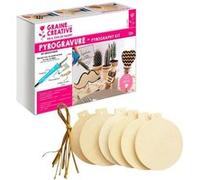 Coffret pyrogravure + boules de Noël en bois à suspendre Multicolore G