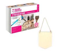 Coffret pyrogravure + suspension fanion en bois