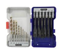 Coffret Ranger 15 Pièces Bois TIVOLY Forets Bois Ø2-2,5-3-4-5-6-7-8-10 mm + Mèches Plates Ø14-16-18-20-22-24mm