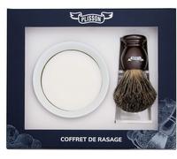 Coffret Rasage Blaireau Marron Nacré En Poil Naturel Gris Taille 12 Support Bol Savon