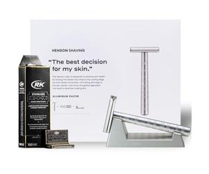 Coffret Rasage Henson Shaving - Rasoir de Sûreté AL13 + Support en Aluminium + 100 Lames RK - Cadeau Élégant et Durable Coffret Rasage Henson Shaving - Rasoir de Sûreté AL13 + Support en Alumin