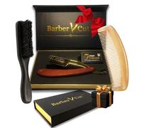 Coffret rasage Homme - Kit Rasoir de Barbier Professionnel - Inclus set/Lames, Peigne en Corne Véritable & Brosse en poils de sanglier | Coffret Cadeau pour Rasage Traditionnel