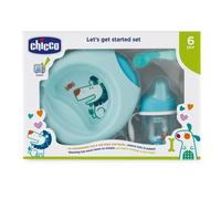 Coffret Repas : 2 Assiettes Tasse Cuillère Coudée Bleu