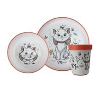 Coffret Repas - 3 Pièces Premium Gobelet - Bol - Grande Assiette - Anti-Dérapants - Léger - Pratique - +10 Mois -DISNEY Baby Aristochats Marie, Blanc [White]