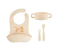 Babymoov – Coffret repas bébé Mini Roar: bol silicone, 2 cuillères 1er âge, bavoir récupérateur