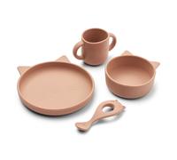Liewood Set de vaisselle en silicone Vivi 4 pièces Cat dark rose