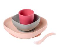 Set vaisselle silicone 4 pièces pink Beaba