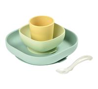 Coffret repas en silicone jaune et vert (4 pièces)