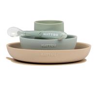 Coffret repas en silicone sable-vert (4 pièces)