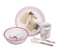 PETIT JOUR - Coffret Cadeau 5 Pièces Pour Enfant 6Mois+ - Mélamine - Sans BPA - Assiette 18cm, Timbale 160ml, Bol 250ml, Set De 2 Couverts 14cm - Lavable Au Lave-Vaisselle - ERNEST ET CÉLESTINE ROSE