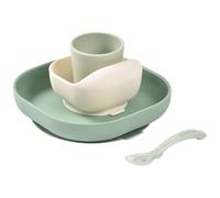 Coffret repas silicone vert sauge et vert de gris (4 pièces)