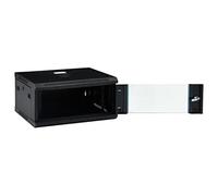 Coffret réseau mural 4U 19 pouces IP20 en acier noir 600x450x285 mm avec porte verre verrouillable, compatible NAS stockage serveur et baie disque dur pour bureau et domicile