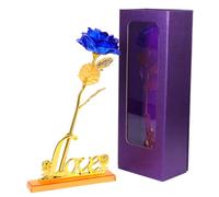 Coffret Rose en Feuille D'or, Présent Romantique Bleu pour Saint-valentin