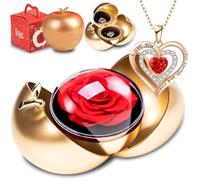 Coffret Rose Eternelle avec Bijoux,Cadeau Fleur Rose Conservée à la Main, Coffret Rose Eternelle avec Collier Gravure ,La Saint-Valentin,Fête des mères,Cadeau Femme pour Elle la Noël,Anniversaire
