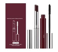 Coffret rouge à lèvres hydratant et mascara waterproof, baume à lèvres teinté noir hydratant naturel pour le soin des lèvres des femmes, rehausse la couleur naturelle, non gras (1pcs)