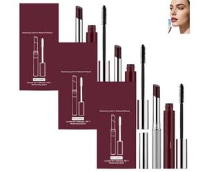 Coffret rouge à lèvres hydratant et mascara waterproof, baume à lèvres teinté noir hydratant naturel pour le soin des lèvres des femmes, rehausse la couleur naturelle, non gras (3pcs)